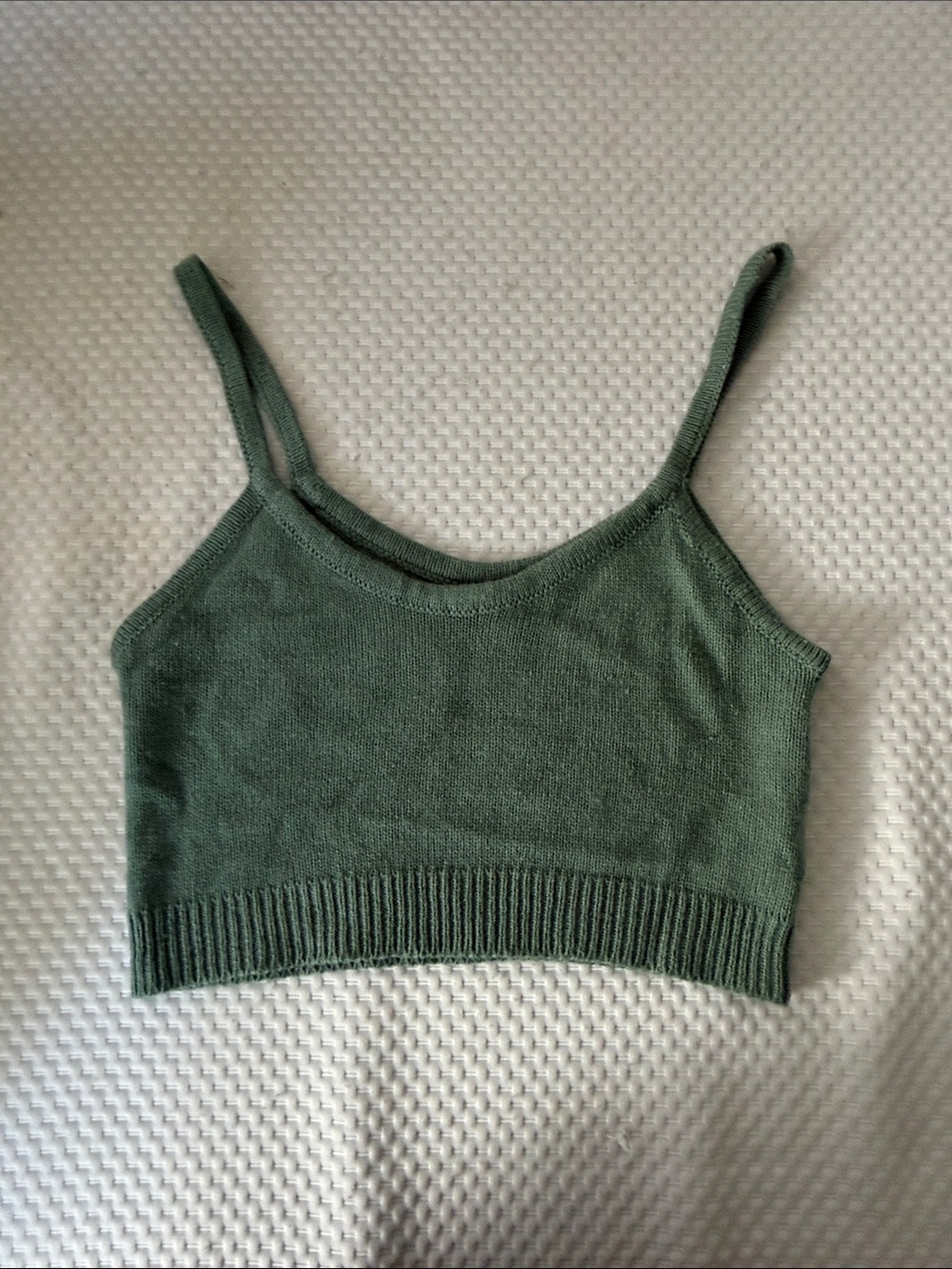 Women's Green Knit Cropped Tank Top